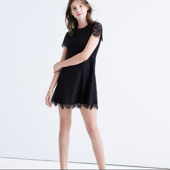 New Madewell Black Lace Shift Dress Size 0 - Picture 2 of 11